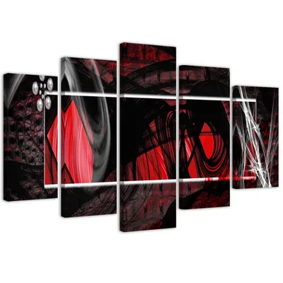 Produktbild von 5-teiliges leinwandbild gesichtsausdruck 200x100 cm Feeby rot wandbild bereit zum aufhängen