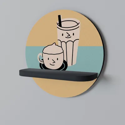 Produktbild von SPACEREBELS Wandregal Holz - dekoratives Hängeregal - Schweberegal für Wohnzimmer - Regalbrett Kinderzimmer Schlafzimmer - Rundes Regal für Wände - 34 x 34 Schwarzes Finish