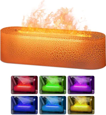 Image de （Blanc）Humidificateur Diffuseur Lava Coloré Flamme Appareil d'aromathérapie Arrêt planifié Arrêt automatique Humidificateur d'air pour chambre bureau maison