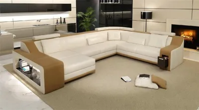 Produktbild von Ecksofa Sofa Wohnlandschaft U Form Polster Couch Ledersofa Sofas Ledersofas Neu