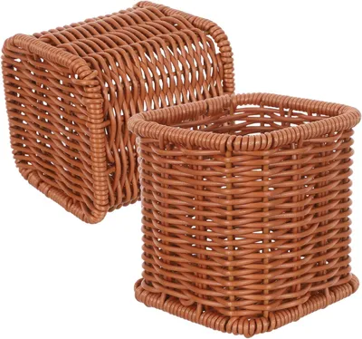 Produktbild von 2 Stück Besteckkästen aus Rattanimitat für Küchenutensilien