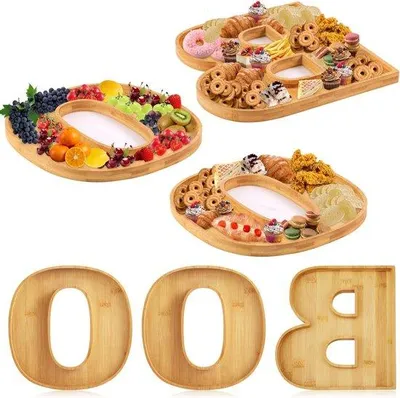 Imagen del producto de Plato para aperitivos de Halloween - Bandeja de madera para servir - Tabla de quesos de Halloween - Accesorios de cocina para el hogar - Bandejas para dulces