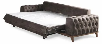 Zdjęcie produktu dla Brązowa sofa trzyosobowa, wygodna sofa rozkładana, sofa do sypialni, meble do salonu