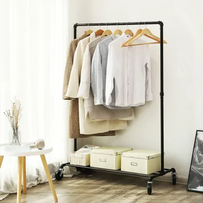Produktbild von Pojízdný věšák na oblečení černý 163 cm LOFT