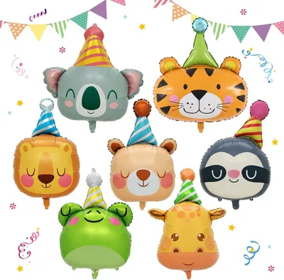 Immagine prodotto di Animali in palloncino - Palloncini per feste - Set da 7 - Palloncino decorativo XXL a tema animali della giungla, ideale per compleanni