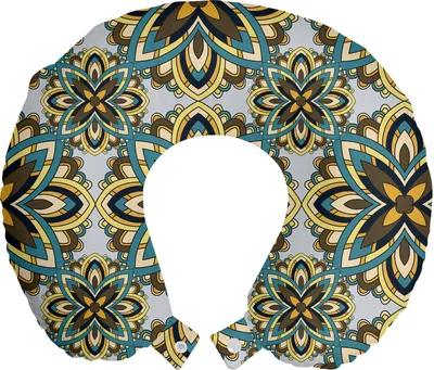 Produktbild von ABAKUHAUS Mandala Reisekissen Nackenstütze, Motiv-Muster, Schaumstoff Reiseartikel für Flugzeug und Auto, 30x30 cm, Mehrfarbig