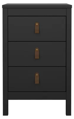 Image de CALICOSY - Table de chevet 3 tiroirs noir mat H70,1 cm - BARCELONE