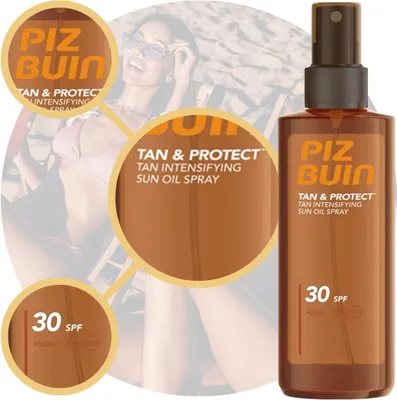 Obrázek produktu pro Piz Buin Tan & Protect, Opalovací krém ve spreji, Tělo, Sprej, Ochana, Univerzální pleť, 150 ml