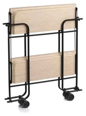 Produktbild von DON HIERRO - Klappbarer Servierwagen BAUHAUS mit Rollen – Metallgestell schwarz, 2 Ebenen, 4 Positionen