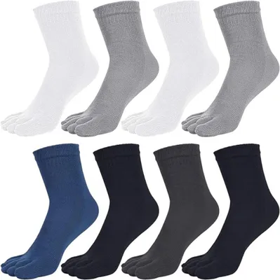 Produktbild von Tabi-Socken Herren - 8 Paar - Größe 38–44 - Zehensocken mit glatter Zehennaht - Fünf-Finger-Socken - Sportsocken für Läufer - Unifarben