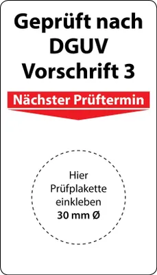 Prüfplaketten 100 Stk. 70x40 mm Vinyl selbstklebend DGUV V3