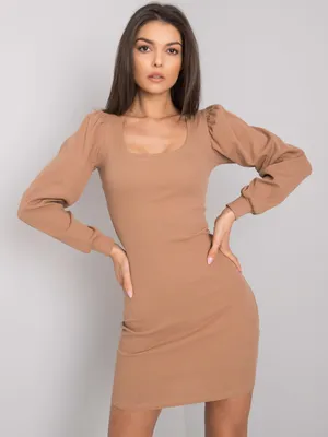 Zdjęcie produktu dla Rue Paris Sukienka damska mini Shawe camel S