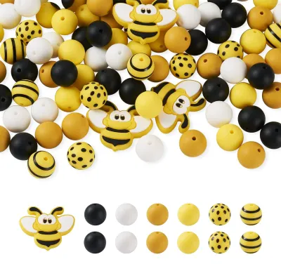 Productafbeelding van 100 Stuks Silicone Kralen met Ronde en Bijvorm - DIY Sieraden Maken
