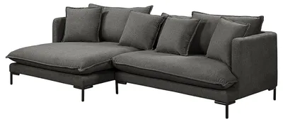 Produktbild von home24 Ecksofa mit Longchair - Grau - Webstoff