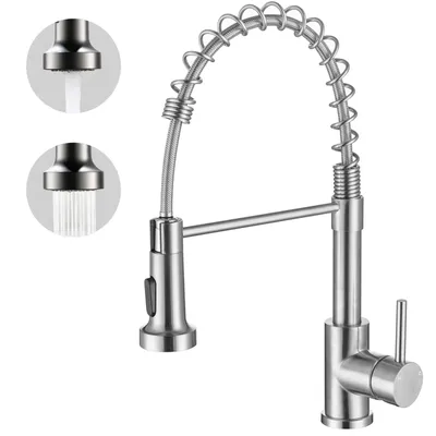 Produktbild von AICA Edelstahl Wasserhahn ausziehbar 360° schwenkbar 2 Strahlarten Mischbatterie
