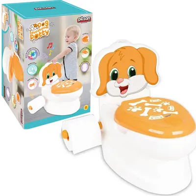 Produktbild von COIL Toilettentrainer, Kindertoilette, Lerntöpfchen, Kinderklo, Babytopf, Licht/Sound, mit Spülgeräusch, herausnehmbarer Innenbehälter, Hund