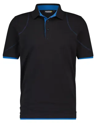 Productafbeelding van DASSY® Poloshirt met orbitaaldesign, zwart/azuurblauw, maat S, lengte: standaard
