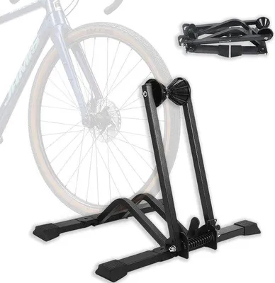 Produktbild von Famanu Faltbare Fahrradständer - Robuste Halterung aus Kohlenstoffstahl für Vorderrad oder Hinterrad
