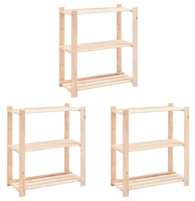 Obrázok produktu pre Regál z borovicového dreva, 80x38x90 cm, 3-poschodový, nosnosť 150 kg