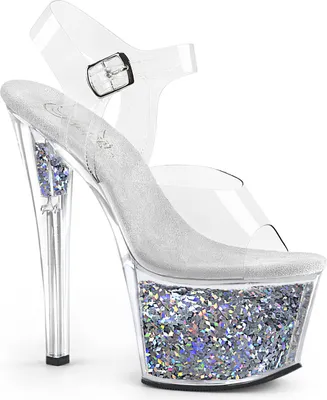 Produktbild von SKY-308GF Damen Sandale von Pleaser, Transparent Silber , EU 41, US 11