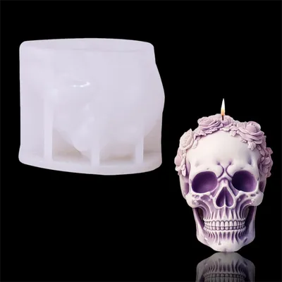 Produktbild von 3D Totenkopf Kerzenform Silikon für Epoxidharz Beton Gips Halloween Gießen