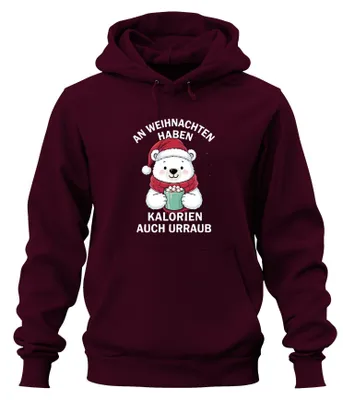 Zdjęcie produktu dla Calories Have Holiday Christmas Polar Bear Cocoa Sweet Gift Bluza z kapturem uni , bordowy, XL