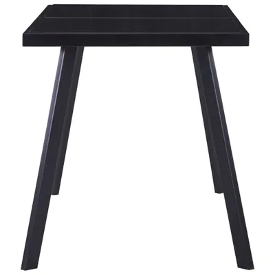 A black table with four legs, shown from the front.