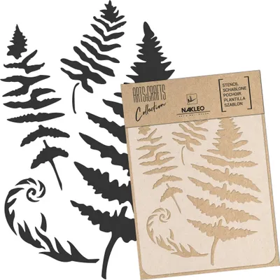 Produktbild von Malschablone für Handwerk A4 21x30cm, Farn Blatt Natur Muster, Wiederverwendbare Kunststoff DIY & Scrapbooking Zeichenschablone