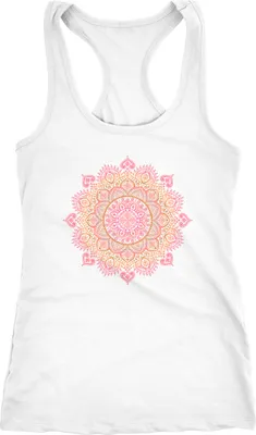Produktbild von Damen Tank Top Mandala Ethno Boho Bohemian Racerback Tanktop Neverless® weiß-pink L
