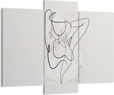 Produktbild von Bild auf Leinwand - Leinwandbild - 3 Teile - Linie Frau Linie - 130x100cm - Wand Bild - Wanddeko - Wandbilder - Leinwanddruck - Bilder - Wanddekoration - Leinwand bilder - Wandbild - CB130x100-5119