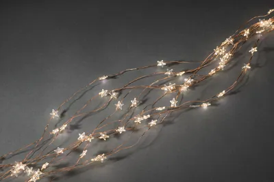 Produktbild von LED Sternenlametta, 10 Stränge à 20 Dioden, 200 warm weiße Dioden, 12V Innentrafo, kupferfarbener Draht