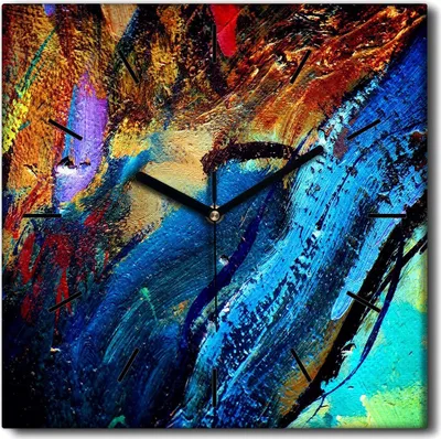 Produktbild von Coloray Uhr auf Leinwand 30x30 cm Wand Uhr Dekoration Wohnzimmer Segeltuch schwarze Hände -Abstraktion Kunstkunst