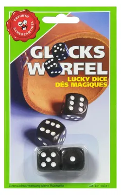 Produktbild von Glückswürfel schwarz 2er 1 gezinkter Würfel - 1 nicht gezinkter Würfel