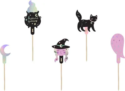Zdjęcie produktu dla Dekoracje do muffinek Halloween, 14 cm, mix (1 op. / 6 szt.)
