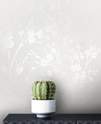 Produktbild von NEWROOM Tapete Weiß Vliestapete Leicht Glänzend - Blumentapete Floral   Blumen Blätter  Landhaus