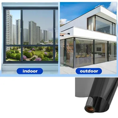 Image de Film pour fenêtres, protection UV, isolation thermique, gris, dimensions : 50 x 300 cm