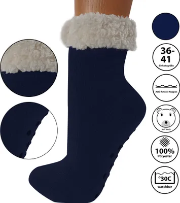 Produktbild von Kuschelsocken blau Damen Hüttensocken Chenille - Größe 36-41