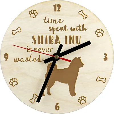 Image de Shiba Inu - horloge avec chien, horloge en bois gravée, horloge personnalisée Art-Dog