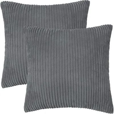 Produktbild von Dekokissenbezug Samt Dunkelgrau 50x50cm 2 Stück