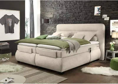Produktbild von Boxspringbett 180x200 cm elektrisch verstellbar EDIRNE-09 in Uran 06 sand