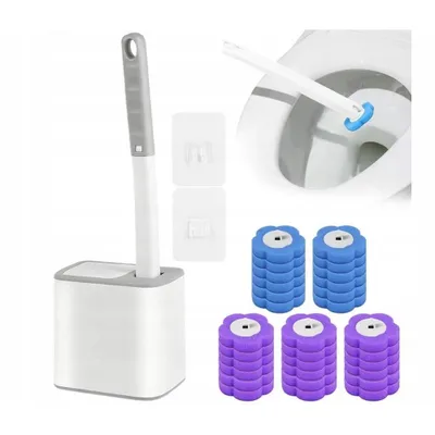Produktbild von Toilettenbürste, WC Bürste, Klobürste, Einweg Toilettenbürste, Hygiene Klobürste mit 30 Ersatzköpfe, für Badezimmerreinigung,Waschbecken,Badewanne