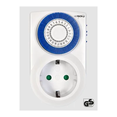 Image de Heitech Mini-Timer avec sécurité enfants, minuterie, mécanique jusqu'à max. 16 A & 3500 W - 48 segments de commutation