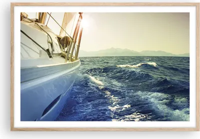 Produktbild von Gerahmtes Poster - Rahmen in heller Eiche - Yacht Segelboot Sonne - 91,5x61 cm - Wand Bild - Wanddeko - Wandbilder - Wandposter - Bilderrahmen - Bilder - Kunstdruck - Wandbild - P2NAA91x61-4138
