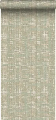 Zdjęcie produktu dla Sanders & Sanders Tapeta lniana tekstura szaro zielonym 53 cm x 10 m