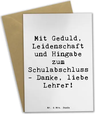 Produktbild von Mr. & Mrs. Panda neujahrskarte Spruch Danke Lehrer - Weiß - Geschenk, osterkarten, Dankbarkeit, hochzeitskarten, Grußkarte, Bedanken, Geburtstagsgeschenk, Geschenke