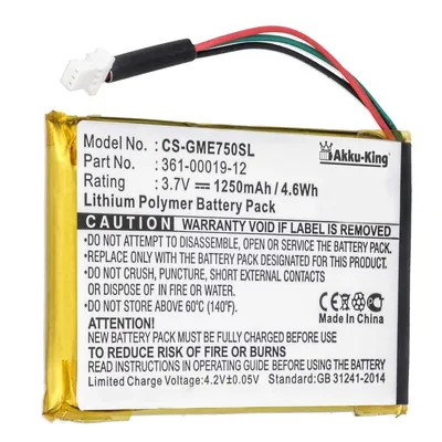 Produktbild von Akku kompatibel mit Garmin 010-00583-00 - Li-Polymer 1250mAh - für Nüvi 750, 755, 755T