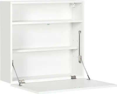 Image de HOMCOM Bureau suspendu bureau mural avec tablette rabattable et 3 compartiments - 64 x 20 x 60 cm - blanc