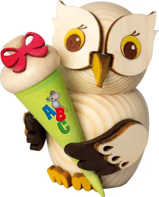 Produktbild von Drechslerei Kuhnert - Mini-Eulen aus Holz - Schulanfänger - ca. 7 cm groß - als Dekoration oder Geschenk geeignet