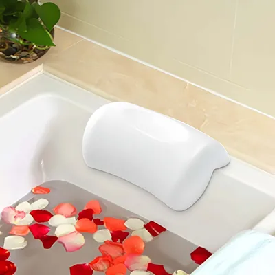 Produktbild von Badewannenkissen, Badekissen für Badewanne Mit 2 Saugnäpfen, Badewanne Nackenkissen, Wannenkissen, Badekissen für Home und Spa, Weiß