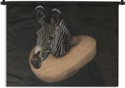 Produktbild von MuchoWow® Wandteppich Wandbehang Zebra - Gemälde - Alte Meister 60x45 cm Tapisserie Dekoration Wandtuch - Das Schlafzimmer